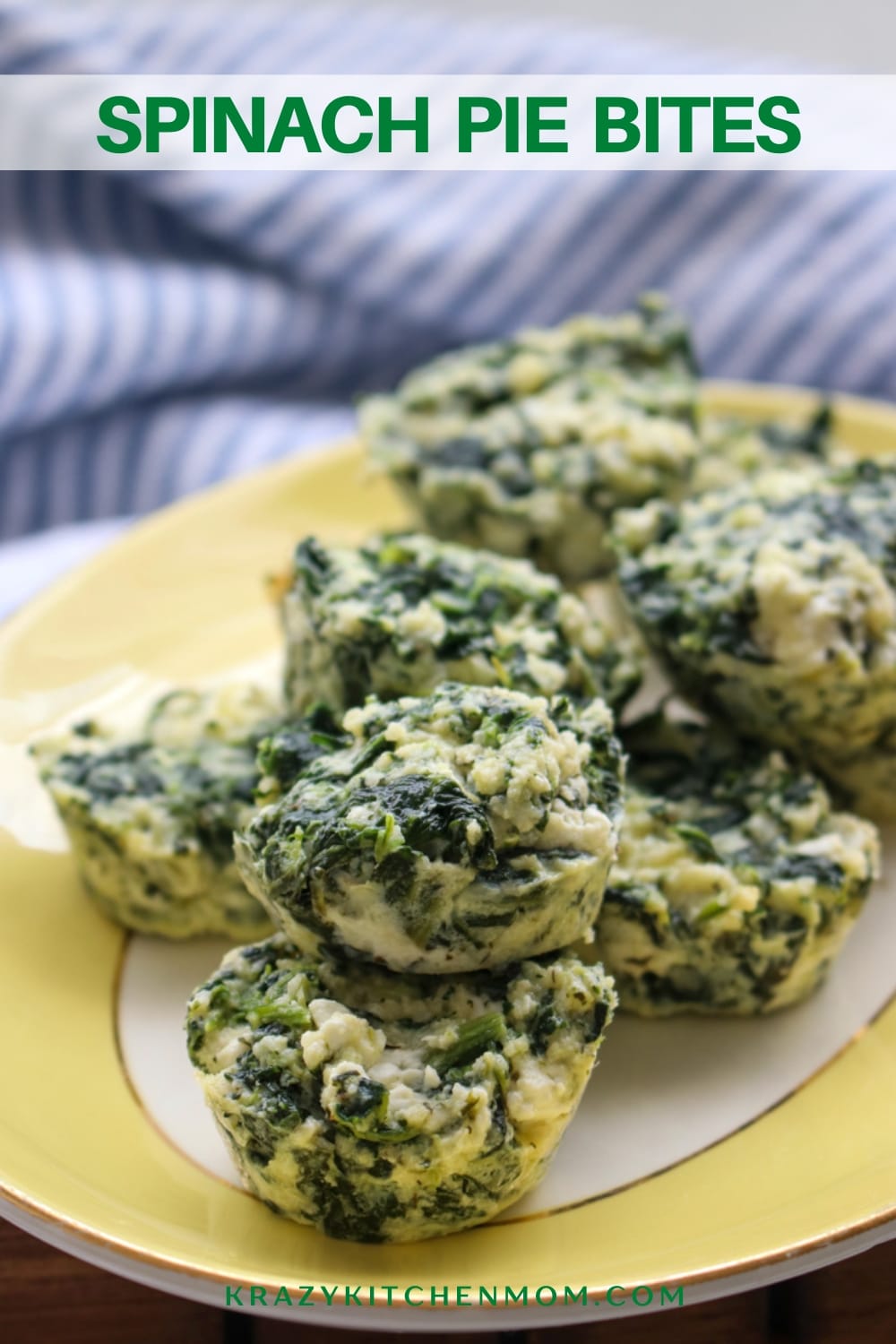 Bite-sized crustless spinach pie bites are the perfect appetizer any time of the year. They are light and creamy and full of delicious spinach. via @krazykitchenmom