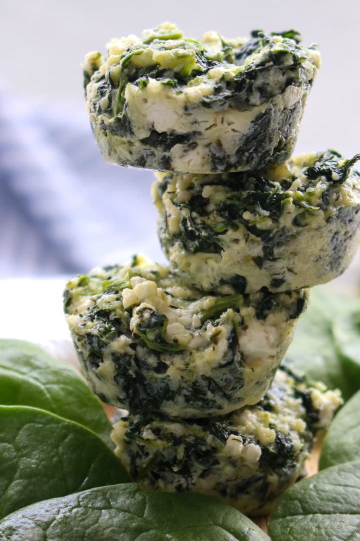 Stack of spinach pie bite appetizers