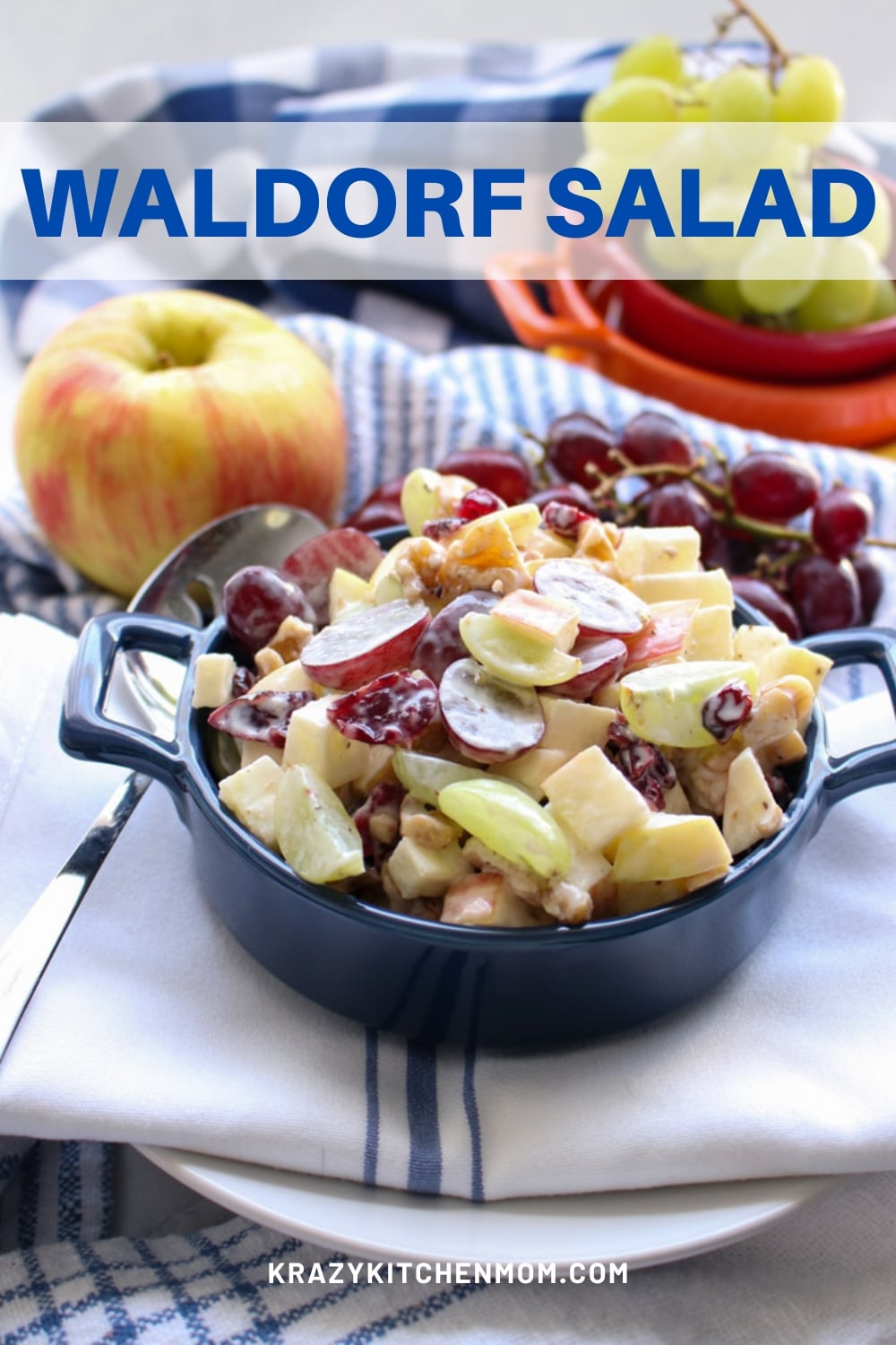 This all-American classic fruit salad is full of cold crispy apples, grapes, and nuts tossed in a sweet and tangy mayonnaise sauce. via @krazykitchenmom