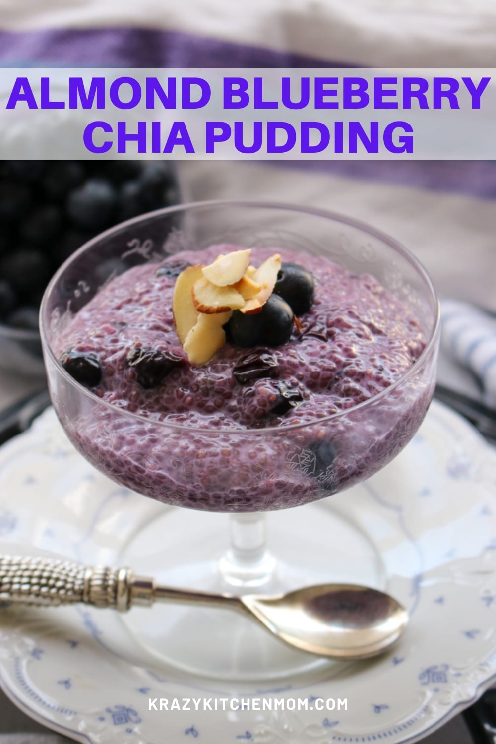 This low-calorie dessert is perfect for those watching calories and those who are not. Made with almond milk, blueberries, and chia seeds via @krazykitchenmom