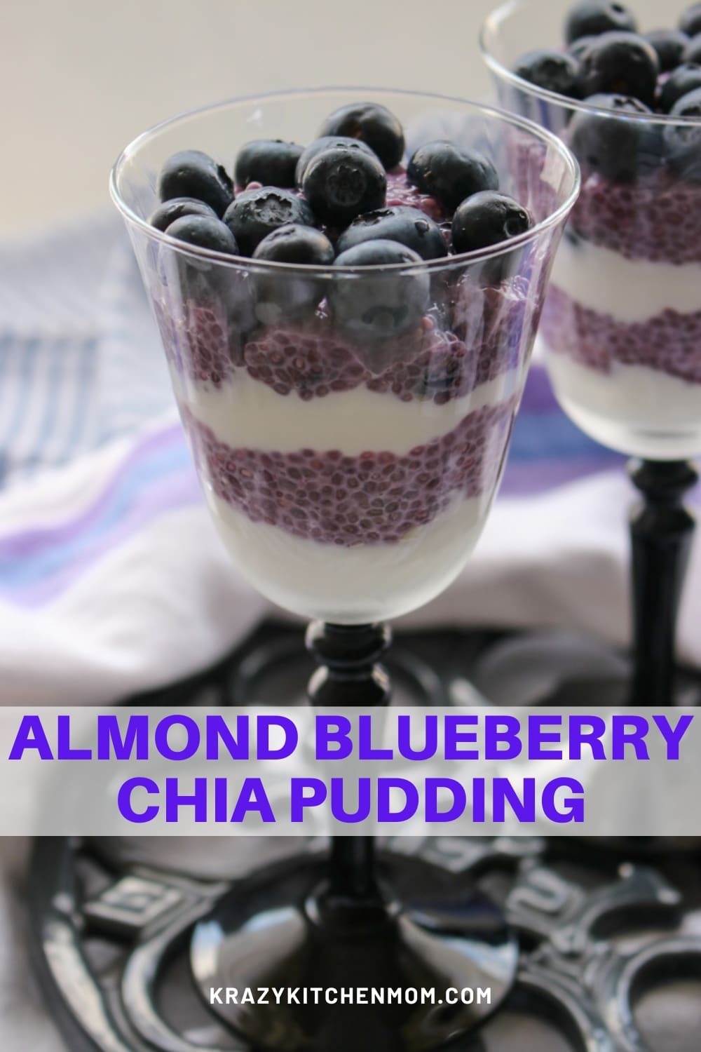 This low-calorie dessert is perfect for those watching calories and those who are not. Made with almond milk, blueberries, and chia seeds via @krazykitchenmom