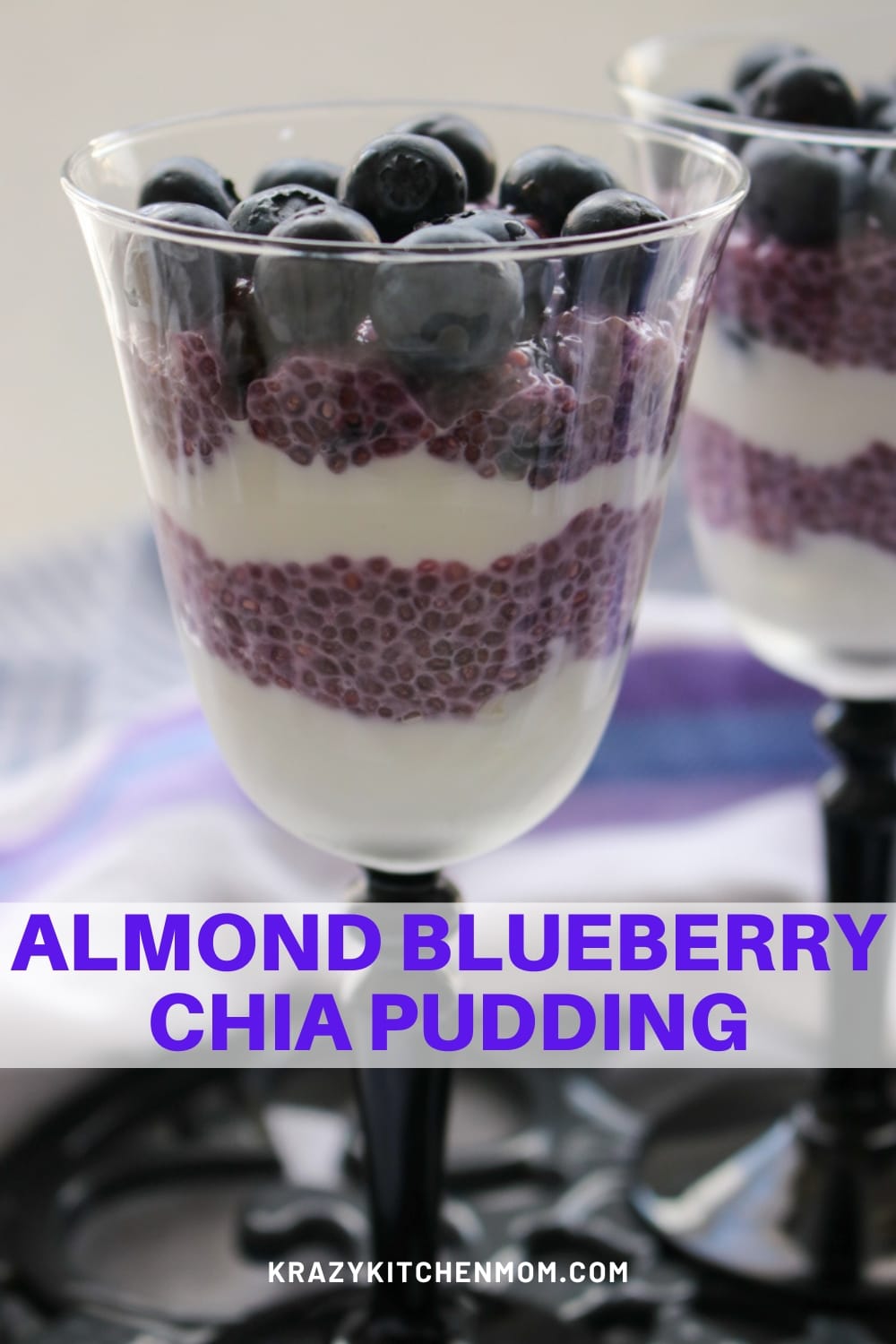 This low-calorie dessert is perfect for those watching calories and those who are not. Made with almond milk, blueberries, and chia seeds via @krazykitchenmom