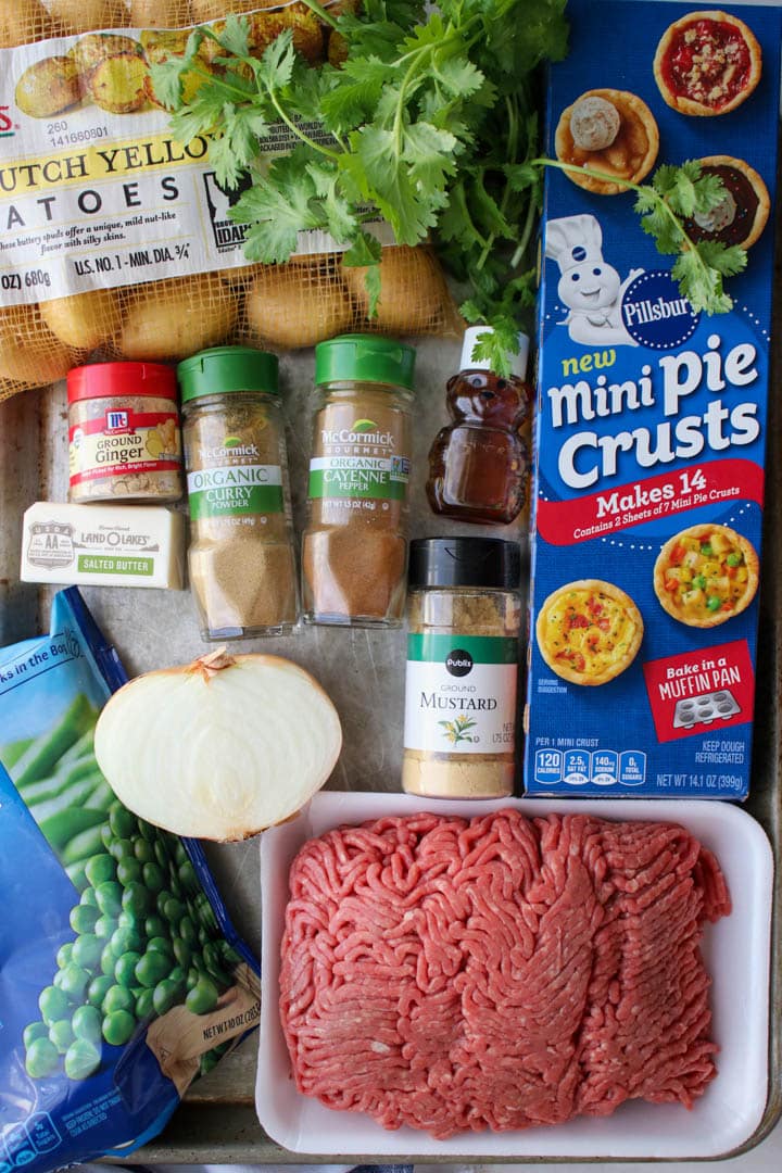 ingredients to make curried beef pies