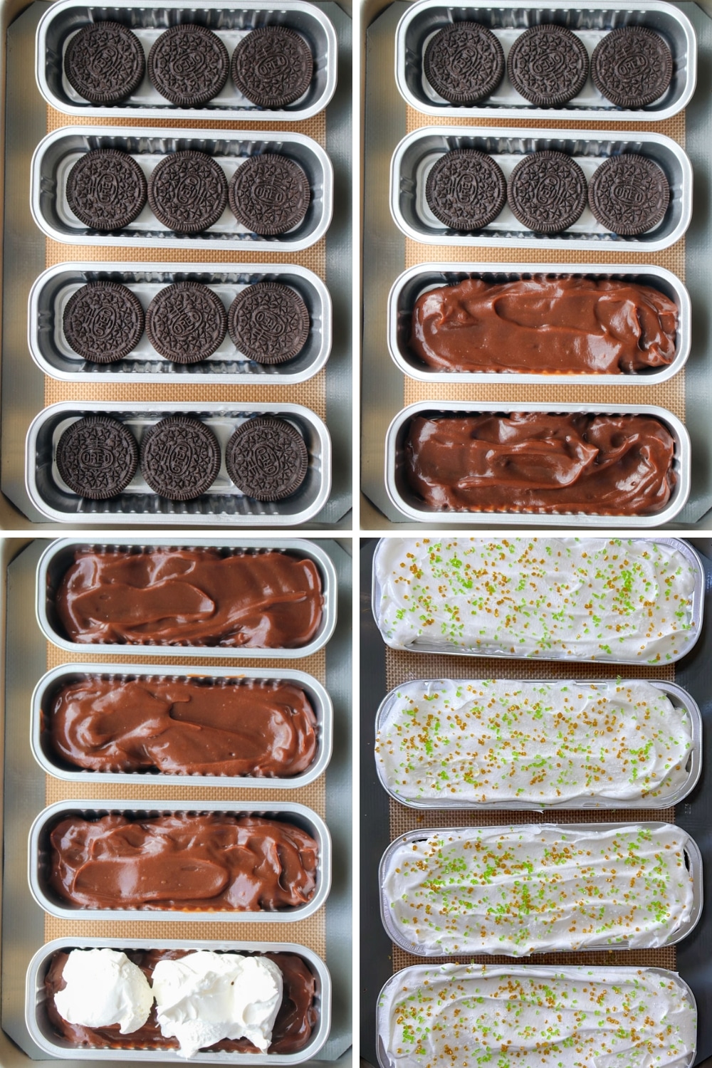 four photos showing how to make icebox cookie cakes