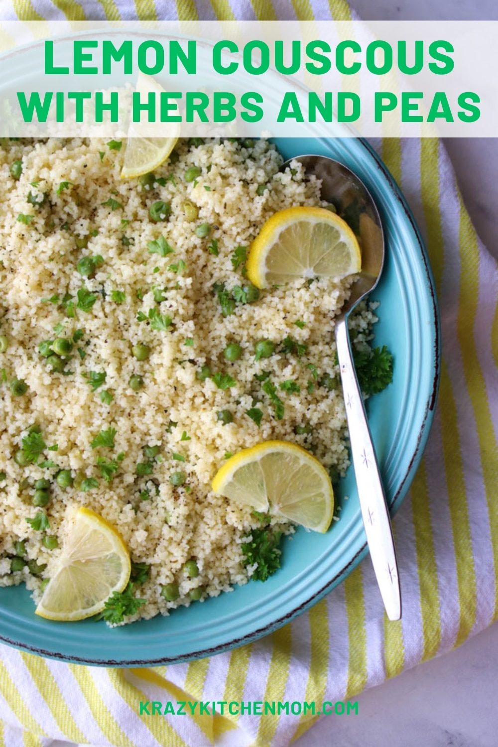 This delicious and refreshing dish combines a lemon creamy sauce, couscous, herbs, and peas to create a perfect springtime side dish. via @krazykitchenmom