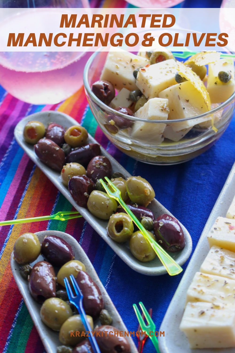 Marinated Manchego Cheese and olives are fresh, flavorful, easy to make ahead, and ready to impress your guests. via @krazykitchenmom