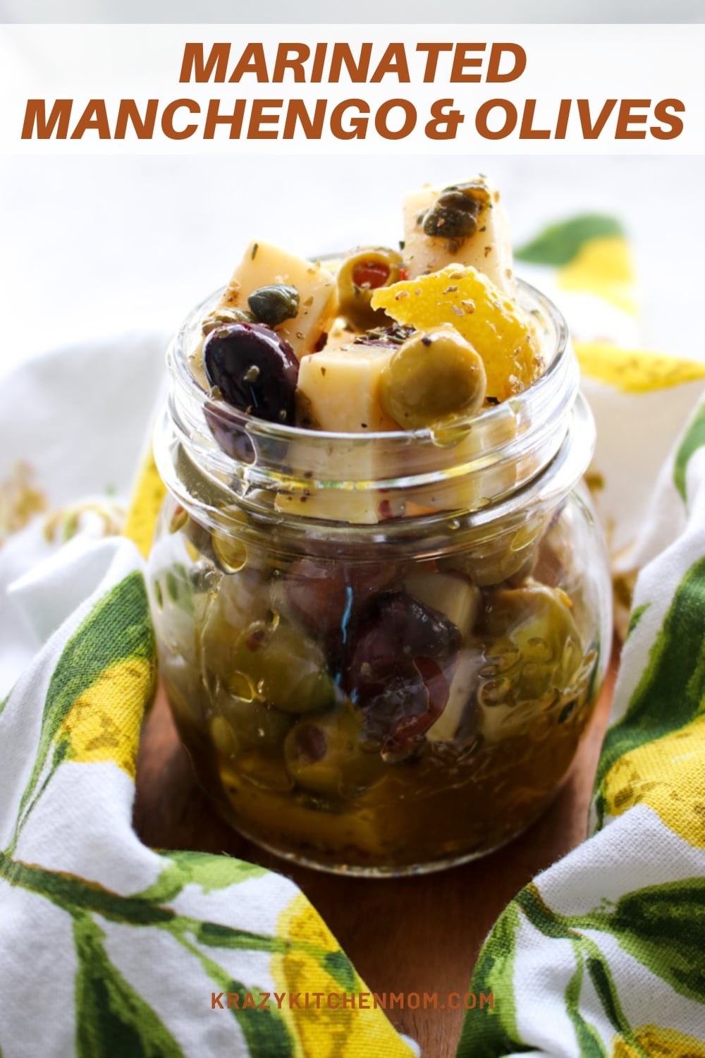 Marinated Manchego Cheese and olives are fresh, flavorful, easy to make ahead, and ready to impress your guests. via @krazykitchenmom