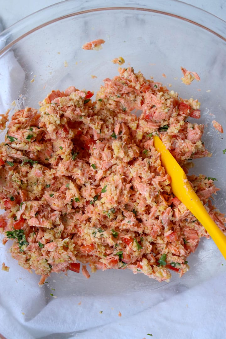 raw salmon patty mixture