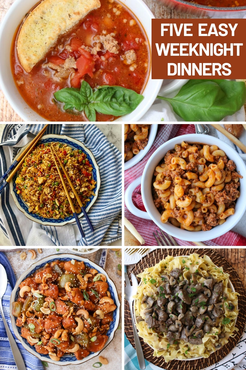 Planning weeknight dinners can get tiresome. So we've done the planning for you. Five weeknight dinners you can whip up in no time.  via @krazykitchenmom