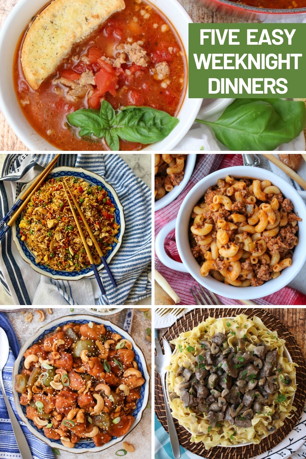 Planning weeknight dinners can get tiresome. So we've done the planning for you. Five weeknight dinners you can whip up in no time.  via @krazykitchenmom