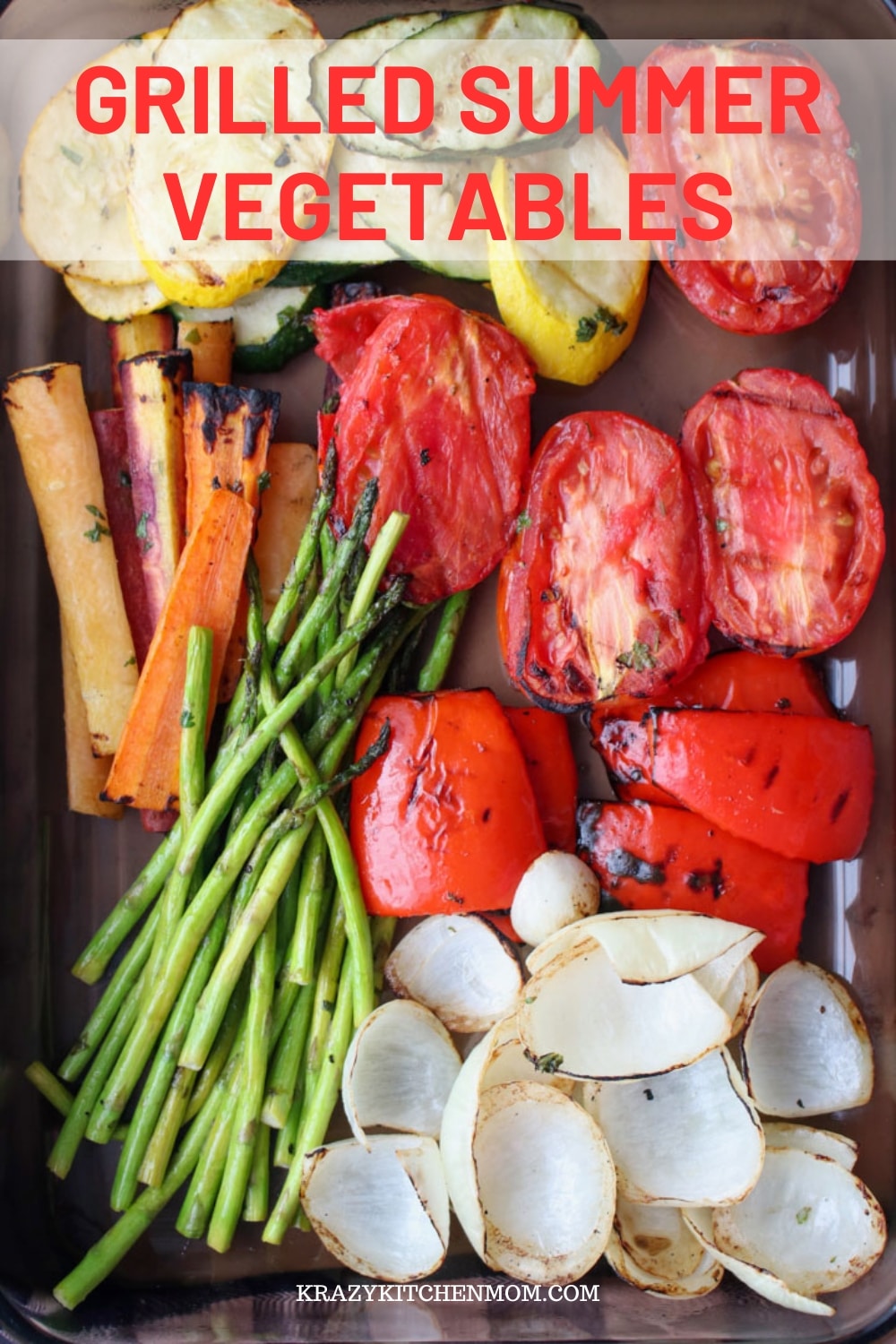 Perfect grilled summer vegetables marinated in a tangy herb-filled sauce are a fantastic way to serve and eat more fresh vegetables. via @krazykitchenmom