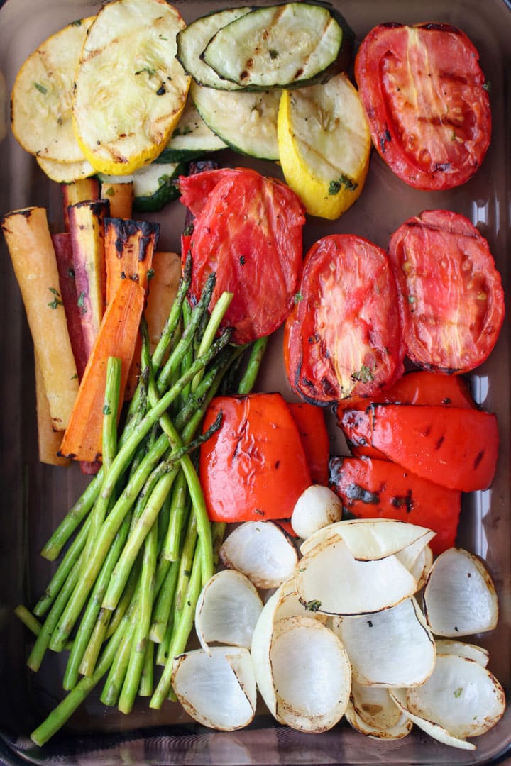 bowl of grilled vegetables