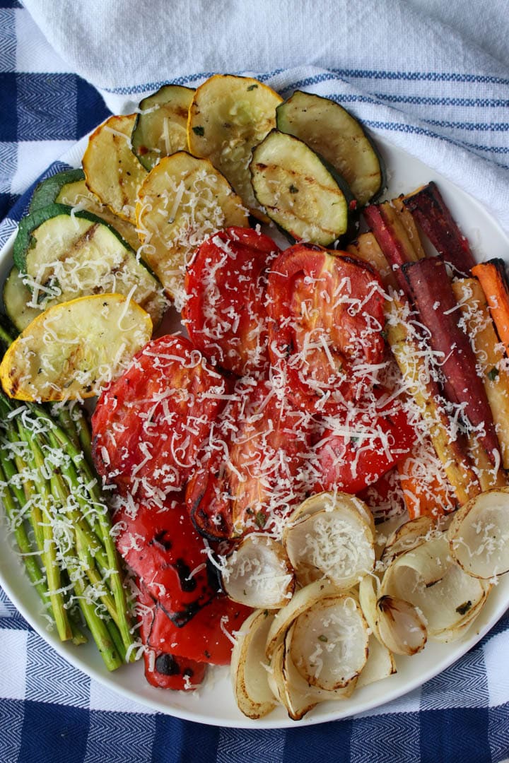 bowl of grilled assorted vegetables