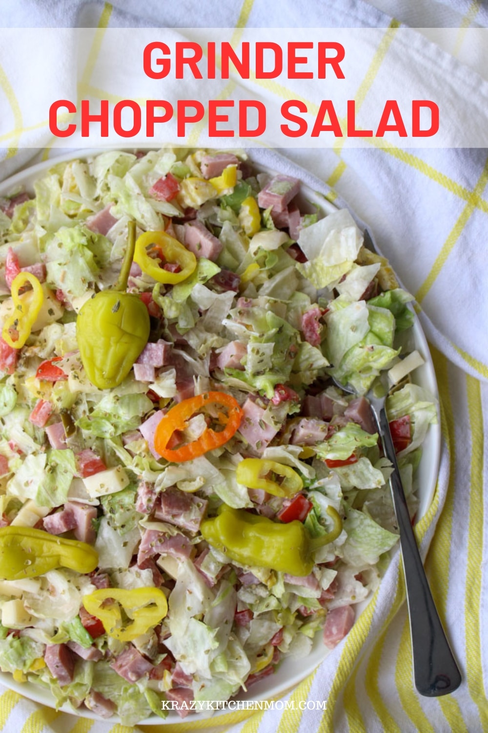 This grinder-chopped salad is a new viral sensation. A fun twist on a favorite hoagie with all of the crunch and no bread. via @krazykitchenmom