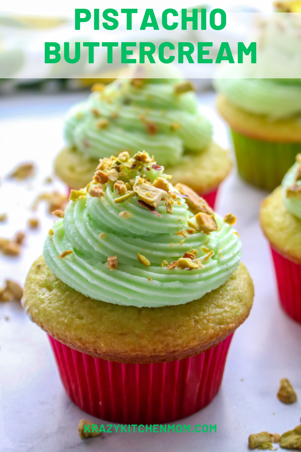 With just a few simple ingredients, you can make this light and fluffy pistachio buttercream frosting to top your favorite cake. via @krazykitchenmom