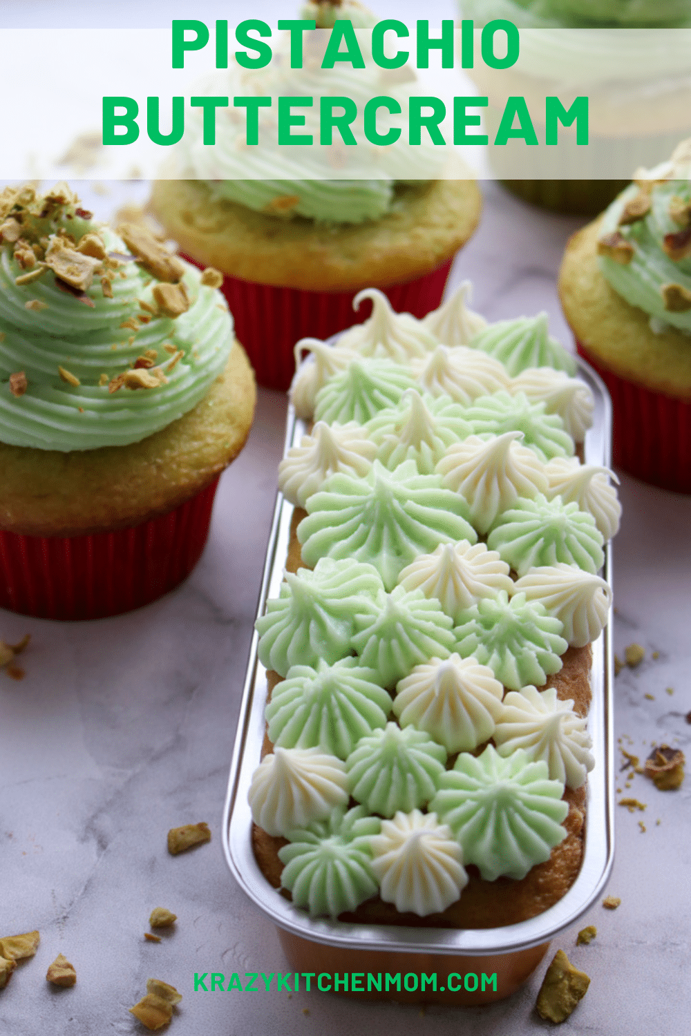 With just a few simple ingredients, you can make this light and fluffy pistachio buttercream frosting to top your favorite cake. via @krazykitchenmom