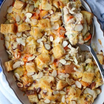 ROTISSERIE CHICKEN CASSEROLE IN A BAKING DISH