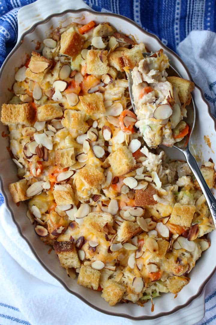 ROTISSERIE CHICKEN CASSEROLE IN A BAKING DISH