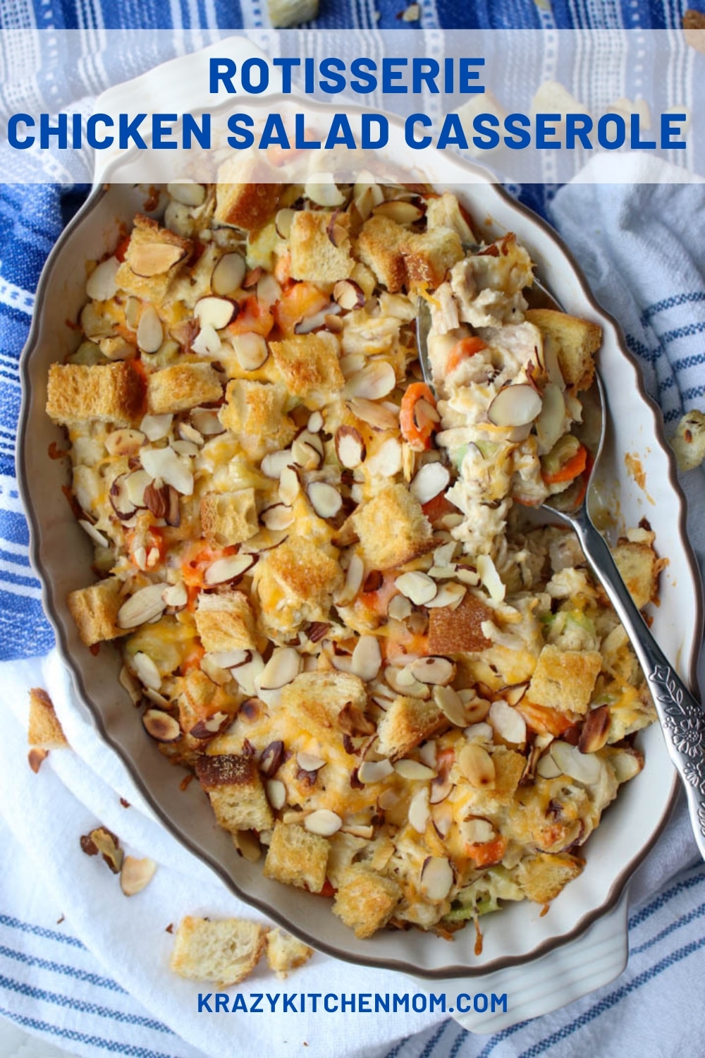 Enjoy a balanced meal with this easy and tasty rotisserie chicken salad casserole recipe. Quick weeknight dinner in 30 minutes. via @krazykitchenmom