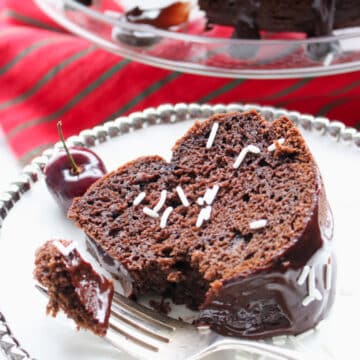 slice of mocha bundt cake