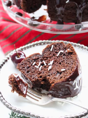 slice of mocha bundt cake