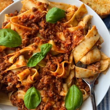 plate of pasta with Italian meat sauce