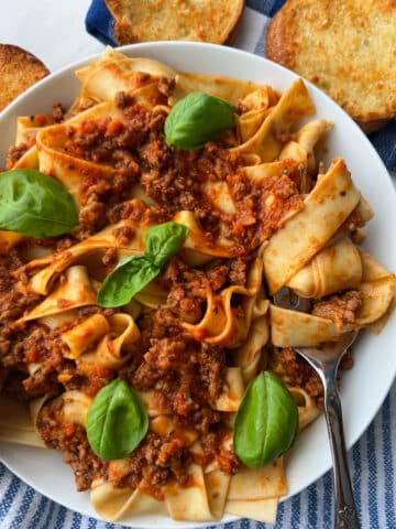 plate of pasta with Italian meat sauce