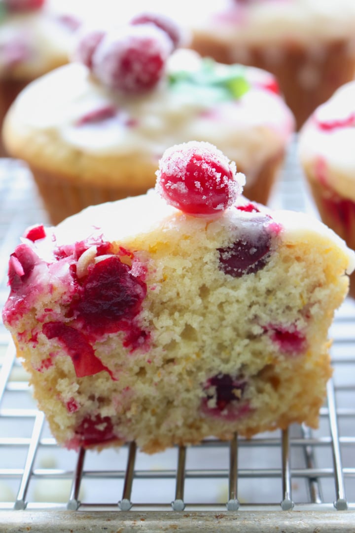 cranberry muffin sliced in half