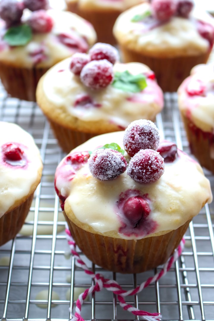 cranberry orange muffins on a rack