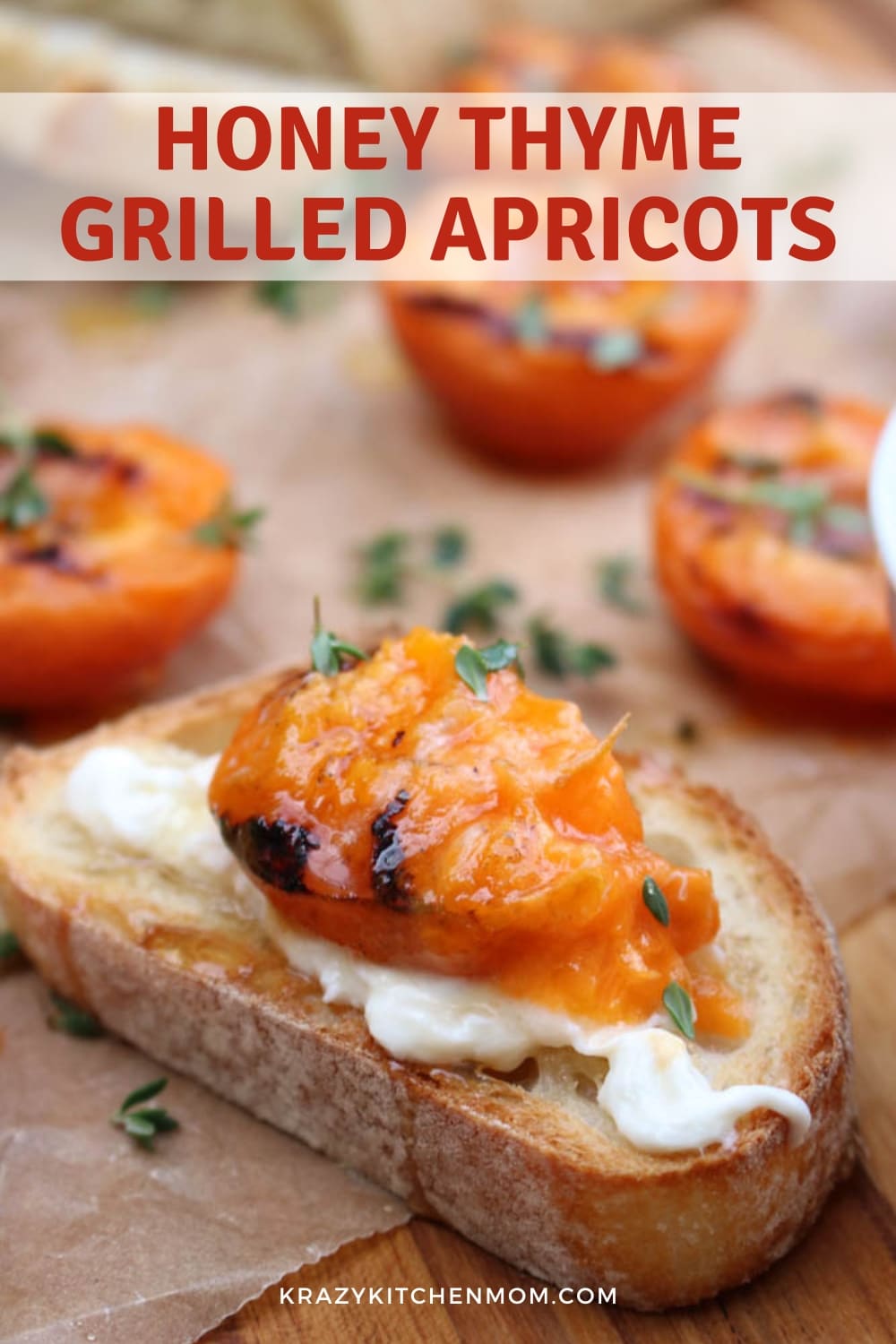 Grilled apricots make a  simple and sweet treat using fresh apricots and burrata cheese. It's the perfect combination of creamy, sweet, and crunchy. via @krazykitchenmom