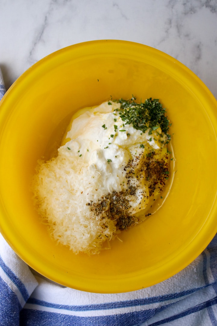 bowl of herbed ricotta ingredients