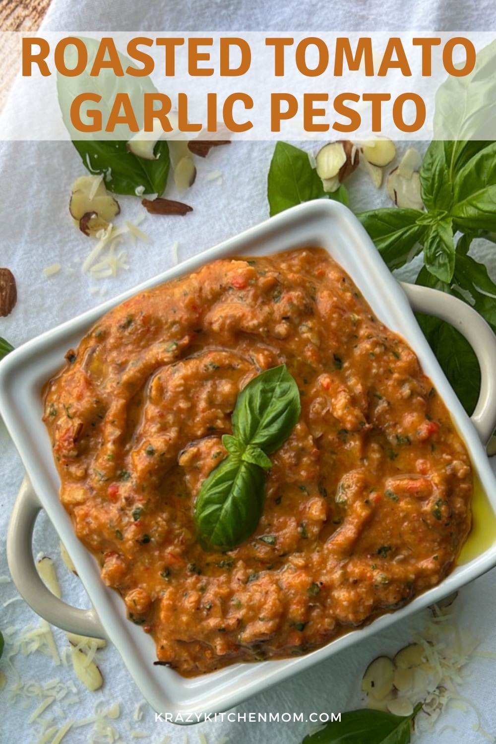 This tomato pesto will redefine the way you think of classic pesto, using roasted tomatoes and garlic to provide an extra kick of flavor and richness. via @krazykitchenmom