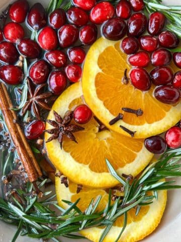 holiday simmer pot filled with ingredients and water