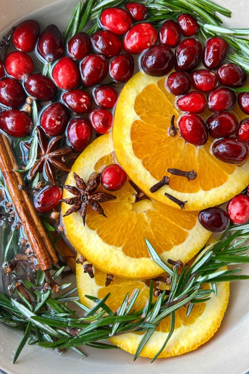 holiday simmer pot filled with ingredients and water