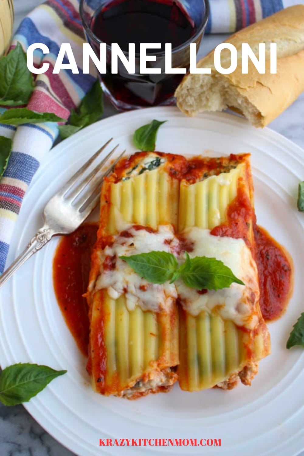 This hearty Italian dish is made from tubes of pasta filled with sausage, spinach, and ricotta cheese baked in a flavorful tomato sauce. via @krazykitchenmom