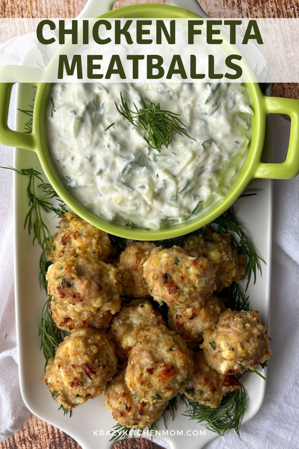 These savory Chicken Feta Meatballs, bursting with Mediterranean flavors, are a delightful twist on traditional meatballs, bringing together the healthiness of chicken and the richness of feta cheese in every bite.  via @krazykitchenmom