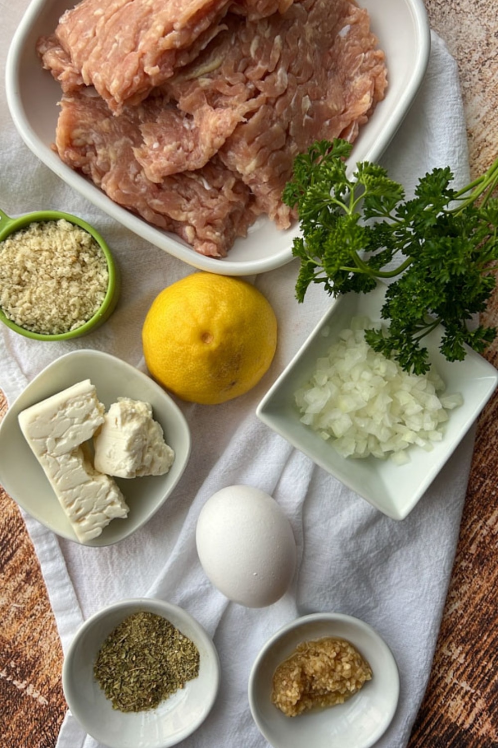 ingredients needed to make chicken feta meatballs