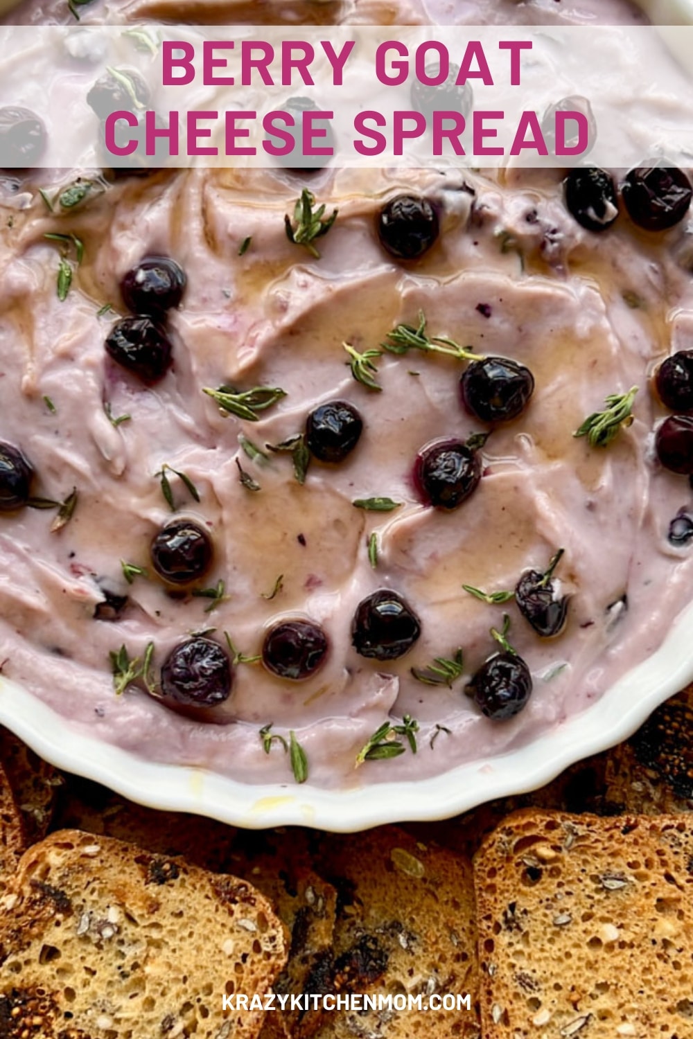 Elevate happy hour or snack time with this quick-and-easy, creamy, and luscious goat cheese bursting with the bright taste of mixed berries.  via @krazykitchenmom