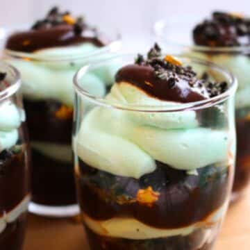 grasshopper parfaits on a board