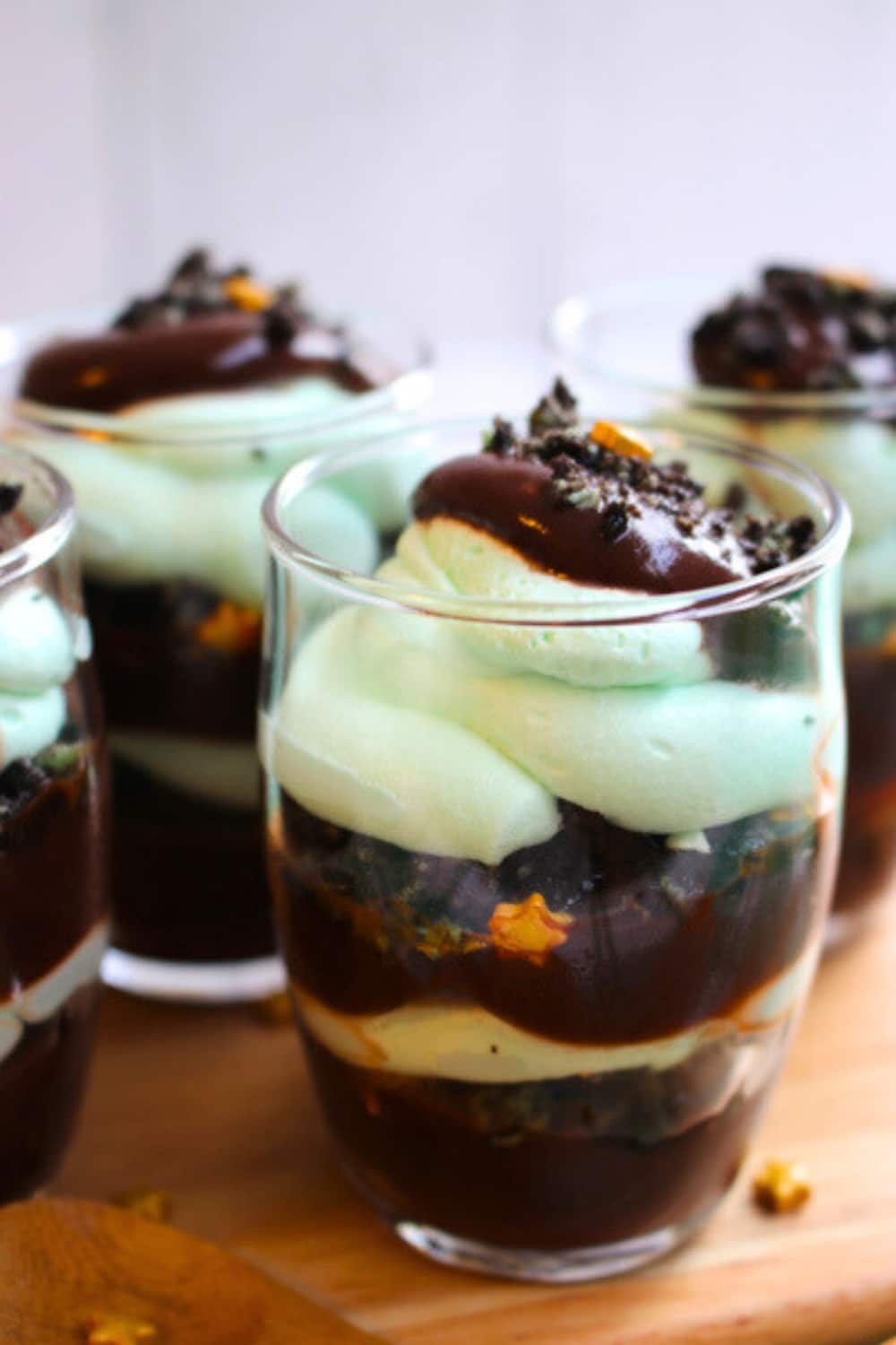 grasshopper parfaits on a board