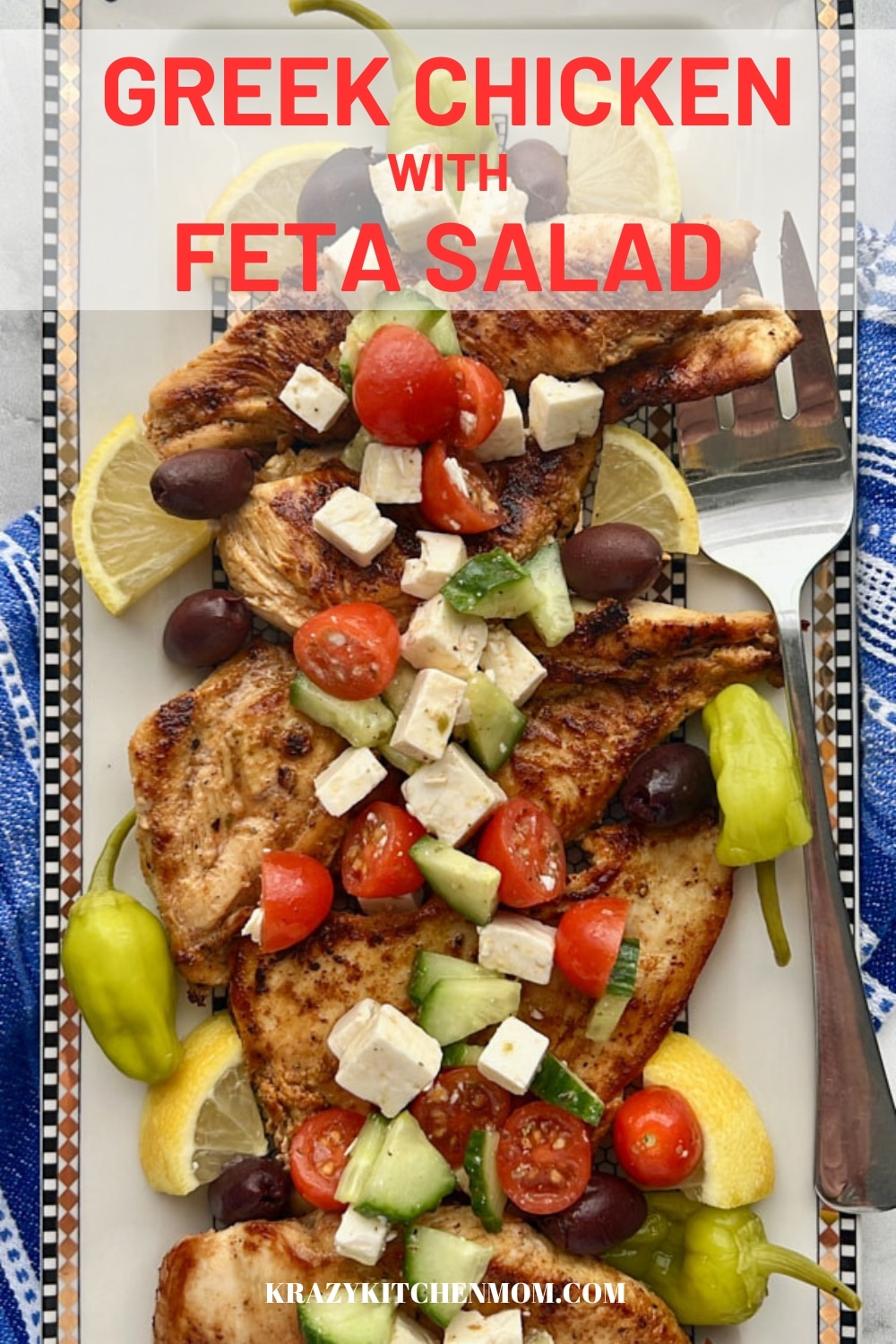 Indulge in the vibrant flavors of Greece with our enticing Greek chicken paired perfectly with a refreshing feta salad. via @krazykitchenmom