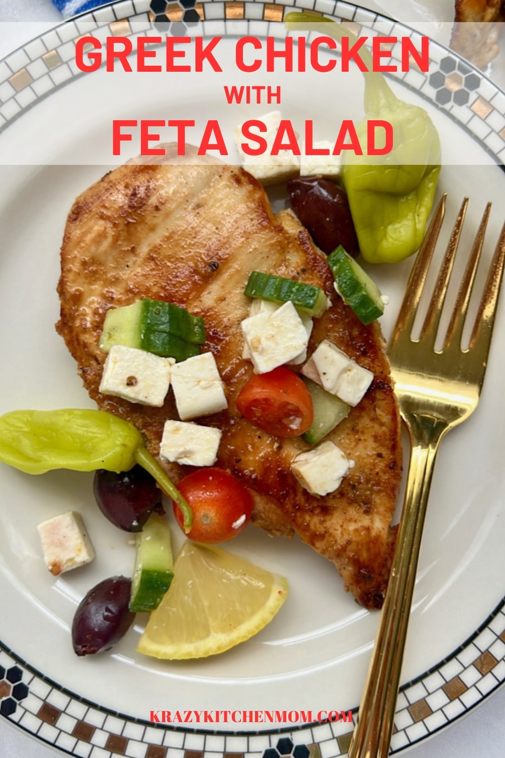 Indulge in the vibrant flavors of Greece with our enticing Greek chicken paired perfectly with a refreshing feta salad. via @krazykitchenmom