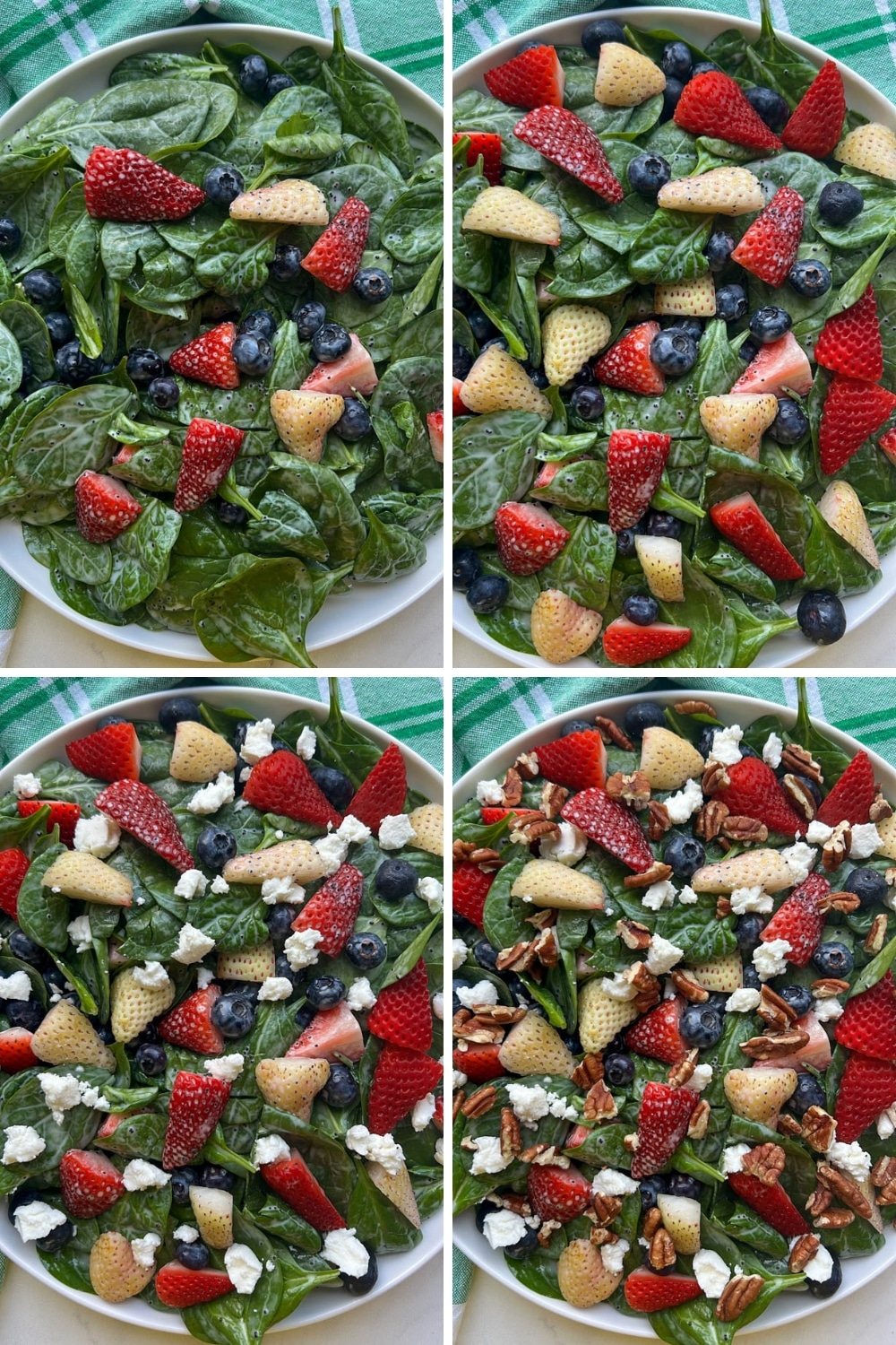 HOW TO MAKE RED WHITE BLUE SPINACH BERRY SALAD 2