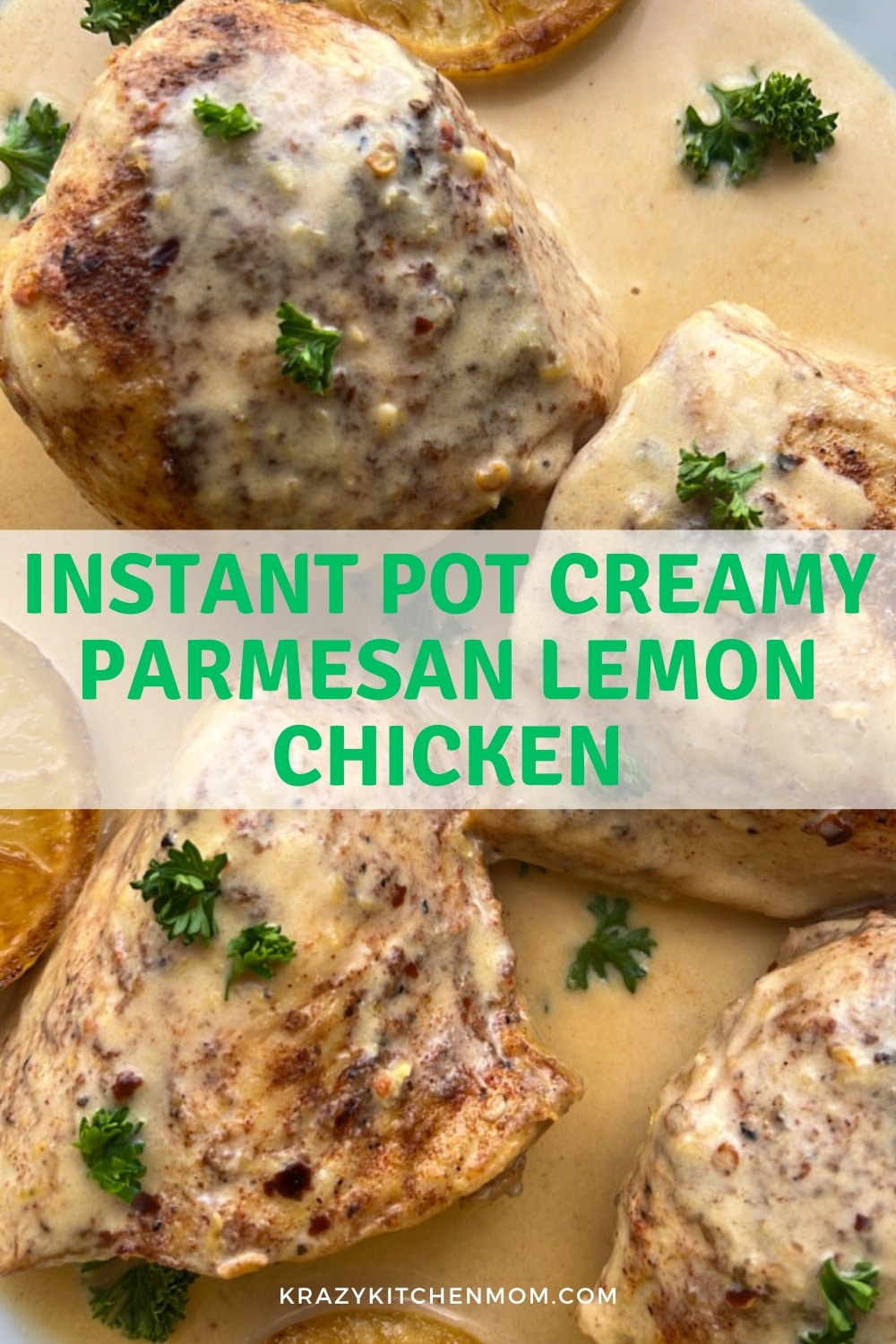 Instant Pot creamy Parmesan lemon chicken is a tasty dish made with chicken thighs and pressure-cooked for tender juicy chicken. via @krazykitchenmom