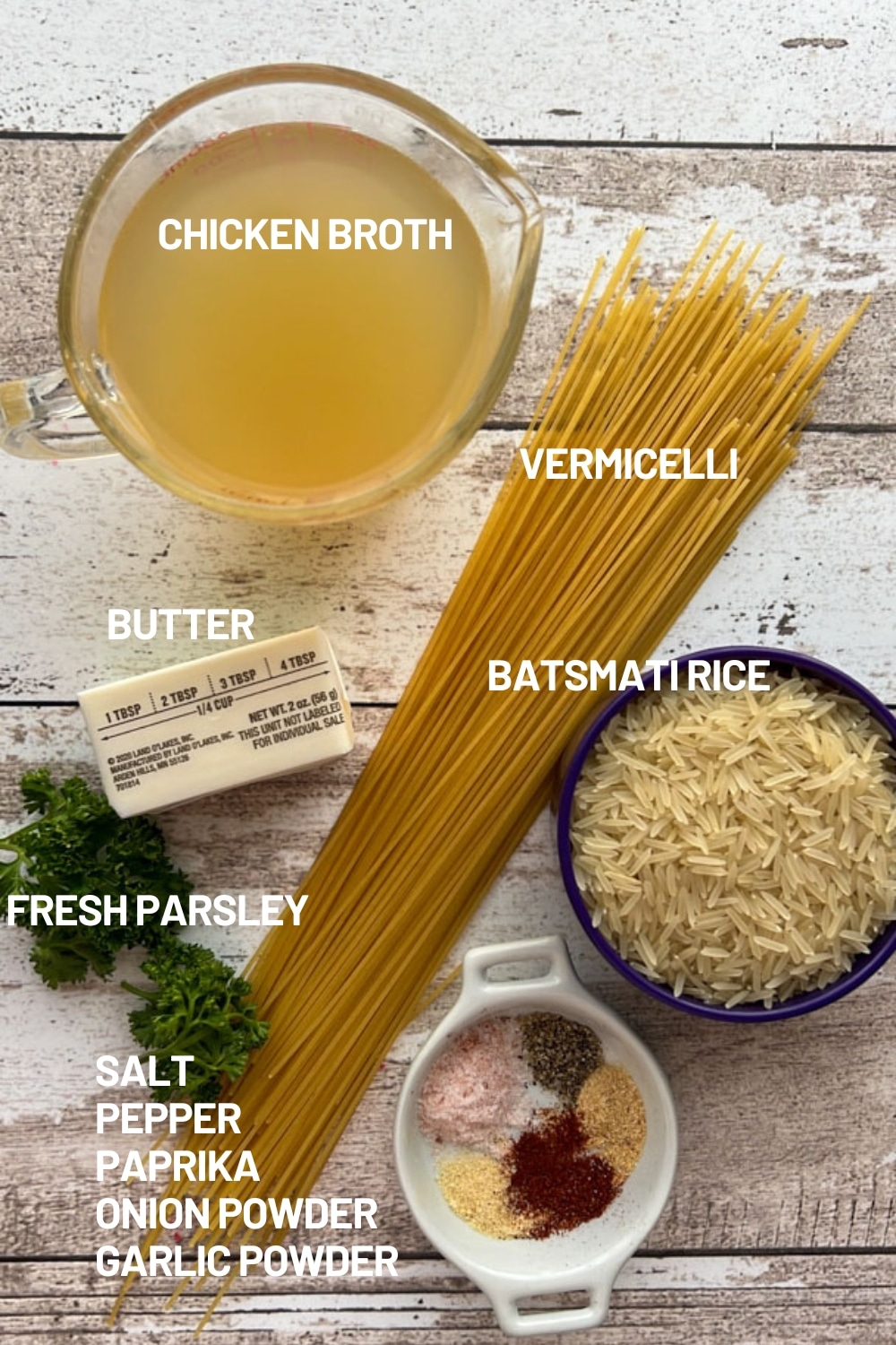 ingredients to make rice pilaf in the pressure cooker