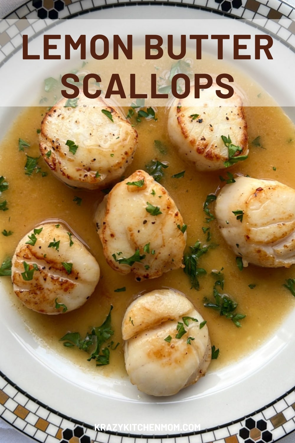 An elegant seafood dish featuring succulent scallops seared and drizzled with a luscious sauce made from rich butter and zesty lemon. via @krazykitchenmom