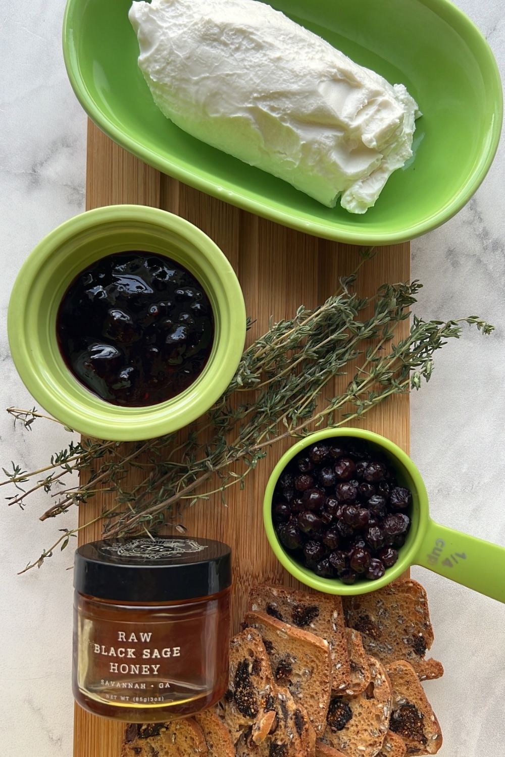 ingredients to make berry goat cheese spread