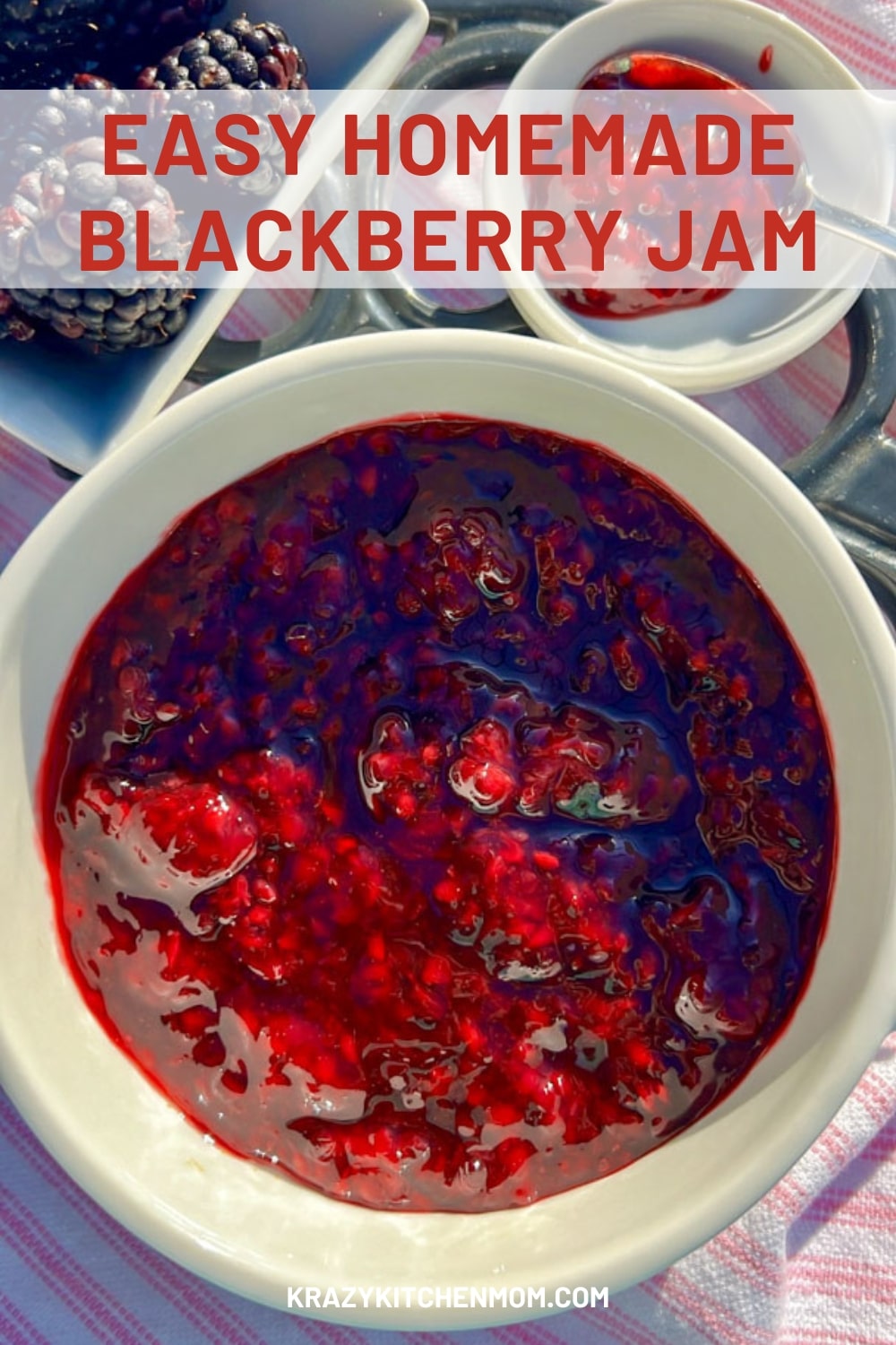 Elevate breakfast and brunch with easy, sweet, tangy, homemade blackberry jam from fresh juicy blackberries.  via @krazykitchenmom