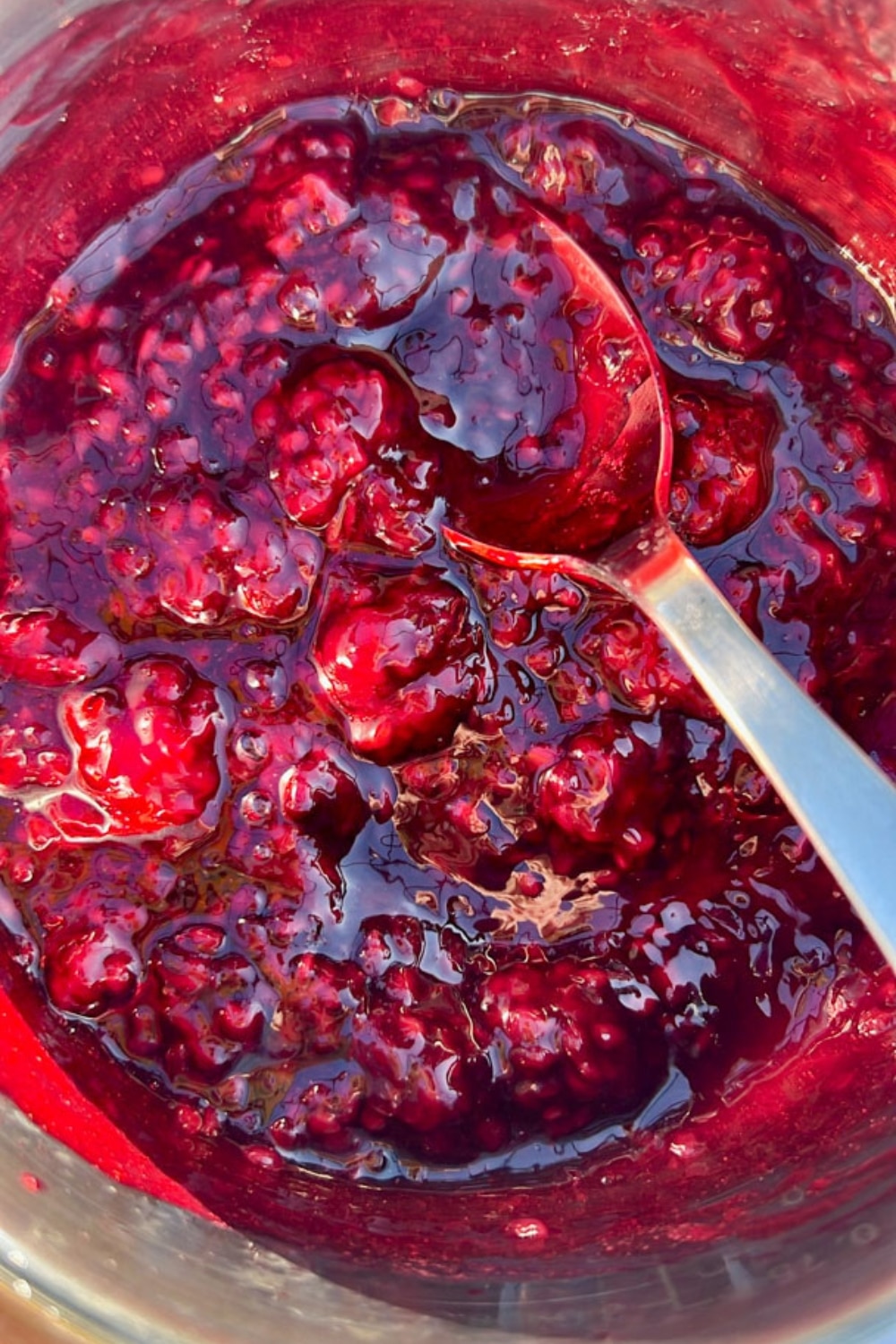 blackberry jam in a pot cooking