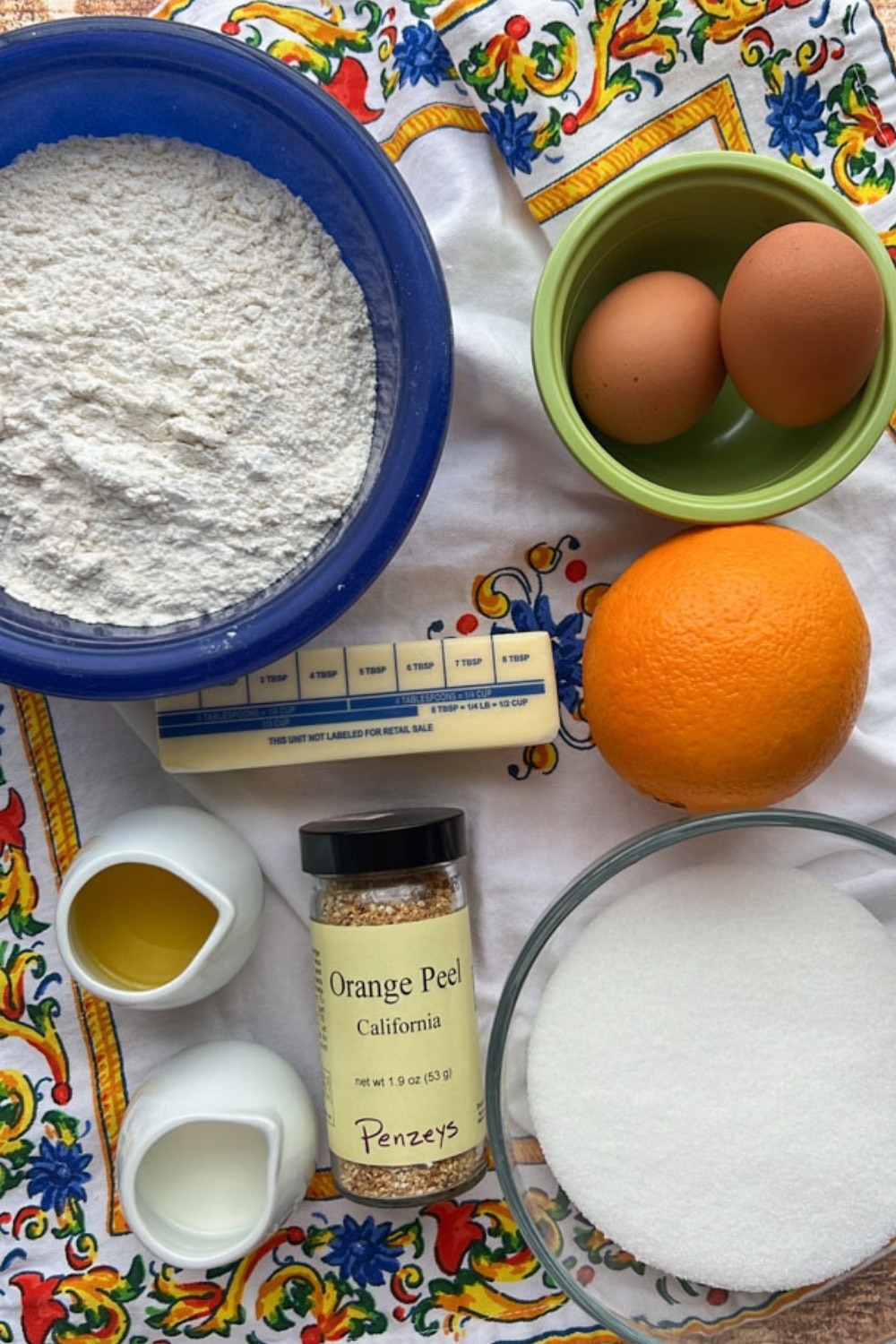 ingredients to make orange loaf cake